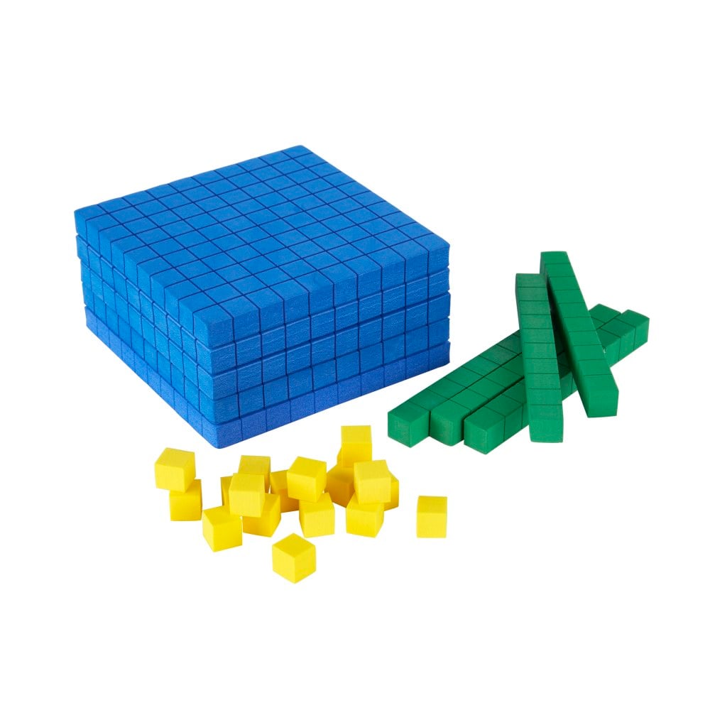 Office Depot Brand Base 10 Block Set, Yellow/Green/Blue, Pre-K, Set Of 125 Pieces (Min Order Qty 9) MPN:HSI201-301