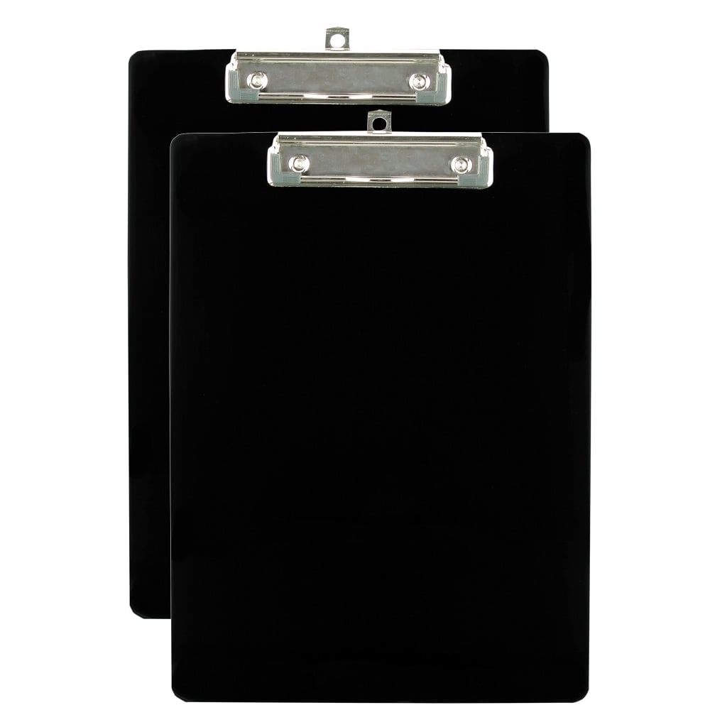 Office Depot Brand Plastic Clipboard, 9in x 12-1/2in, Black, Pack Of 2 (Min Order Qty 26) MPN:85003B