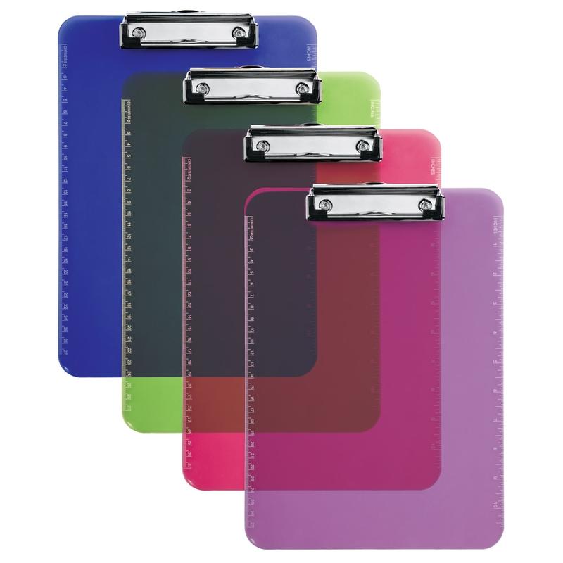 Office Depot Brand Plastic Clipboard, 9in x 12-1/2in, Assorted Colors (No Color Choice) (Min Order Qty 48) MPN:OD85003