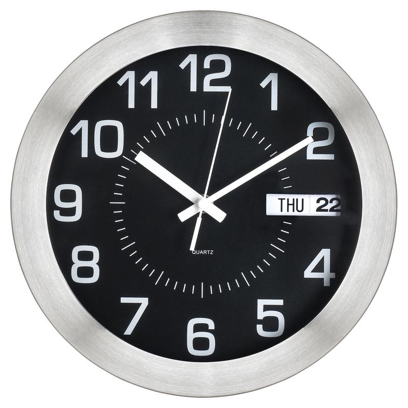 Realspace Round Wall Clock, 11in, Brushed Silver (Min Order Qty 3) MPN:ODX963