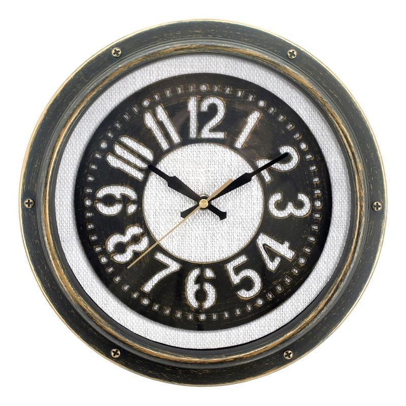 Realspace Round Wall Clock, 12in, Gray Burlap/Matte Black (Min Order Qty 4) MPN:ODX9907