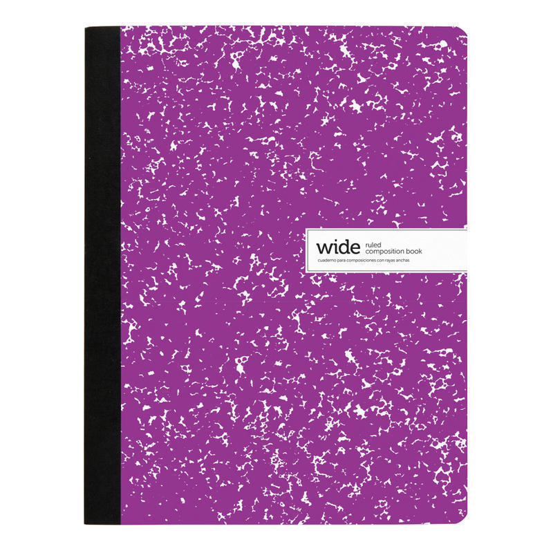 Office Depot Brand Composition Notebook, 9-3/4in x 7-1/2in, Wide Ruled, 100 Sheets, Purple/White (Min Order Qty 57) MPN:400-008-973