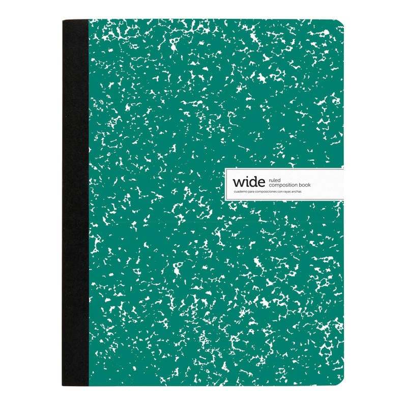 Office Depot Brand Composition Notebook, 9-3/4in x 7-1/2in, Wide Ruled, 100 Sheets, Green/White (Min Order Qty 57) MPN:400-008-975