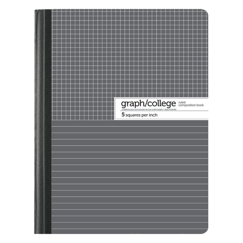 Office Depot Brand Composition Book, 7-1/2in x 9-3/4in, College/Graph Ruled, Gray/White, 100 Sheets (Min Order Qty 59) MPN:CJV2003