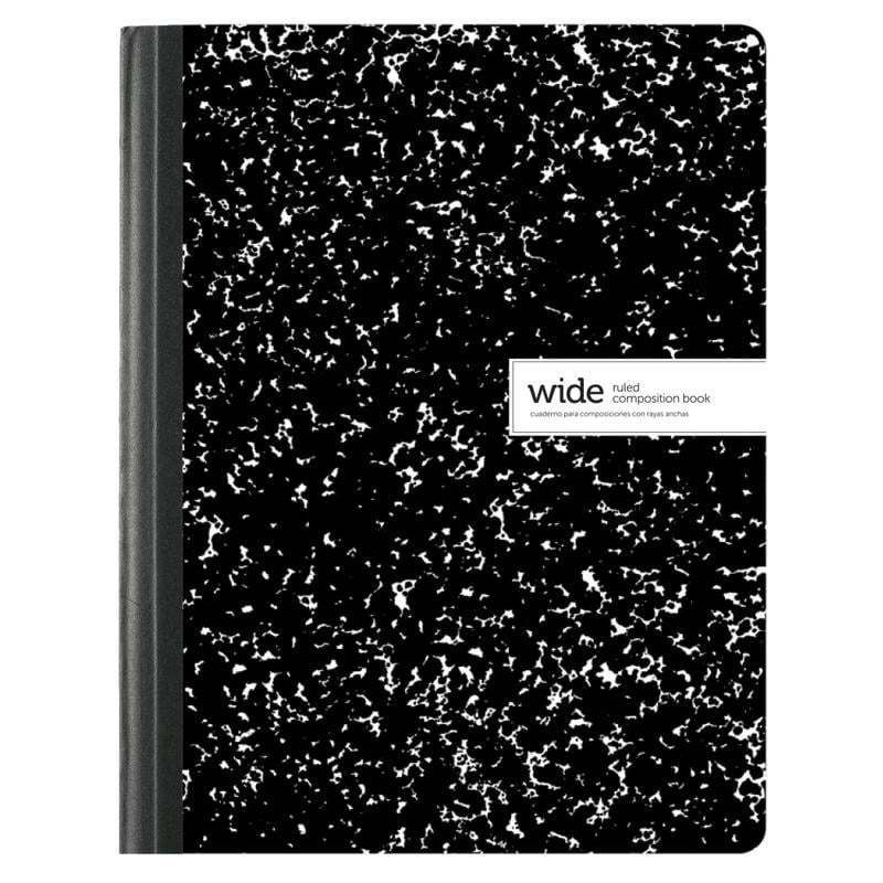 Office Depot Brand Composition Books, 7-1/2in x 9-3/4in, Wide Ruled, 100 Sheets, Black/White, Pack Of 12 Notebooks (Min Order Qty 6) MPN:CJV2017