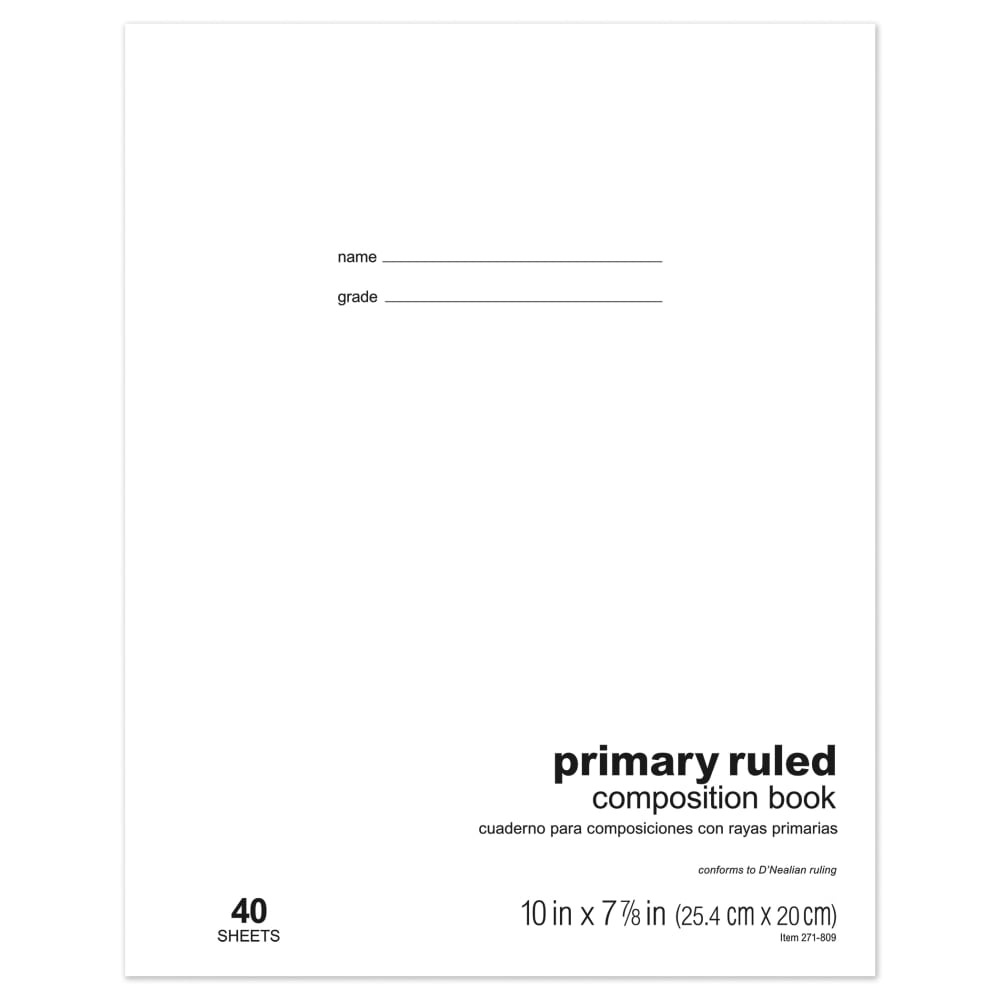 Office Depot Brand Schoolmate Composition Book, 7-7/8in x 10in, Primary Ruled, 40 Sheets (Min Order Qty 117) MPN:MNT-011