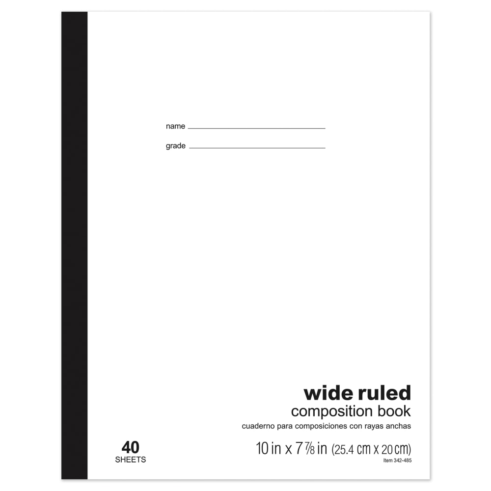 Office Depot Brand Schoolmate Composition Book, 7-7/8in x 10in, Wide Ruled, 40 Sheets (Min Order Qty 114) MPN:MNT-015