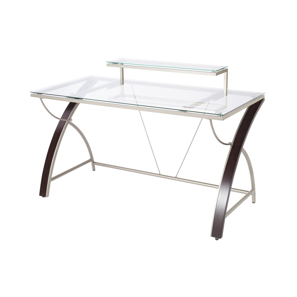 Realspace Axley 55inW Glass Computer Desk, Cherry/Silver MPN:18ODUS-AX55D