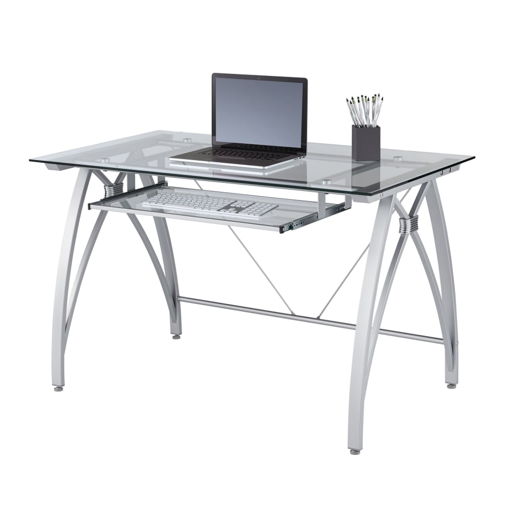 Realspace Vista 48inW Glass Computer Desk, Silver MPN:HM-4601