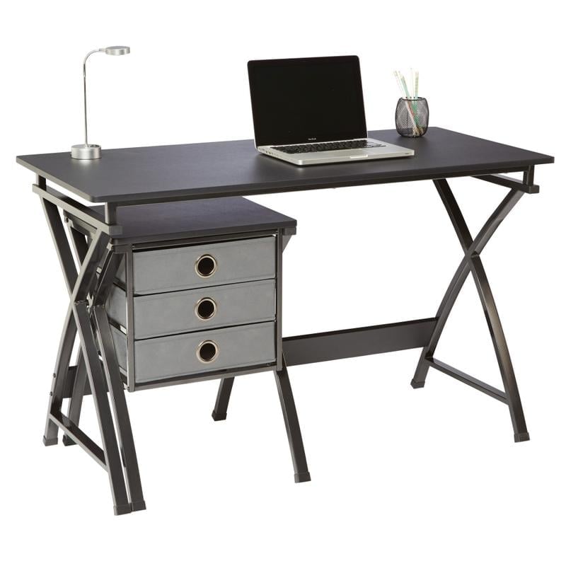 Realspace X-Cross 48inW Computer Desk With File Cabinet, Black MPN:ODUS-BTSXDF-B