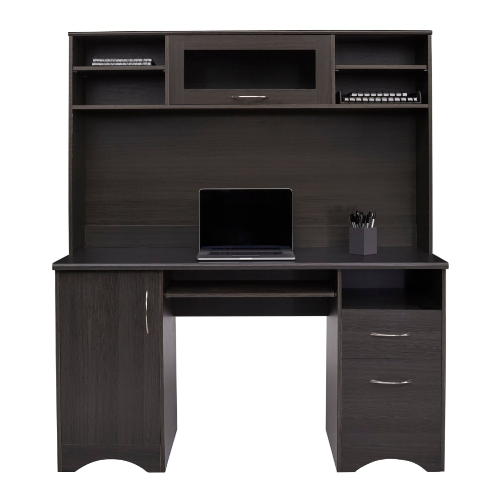 Realspace Pelingo 56inW Computer Desk With Hutch, Dark Gray MPN:SH-OF-2512