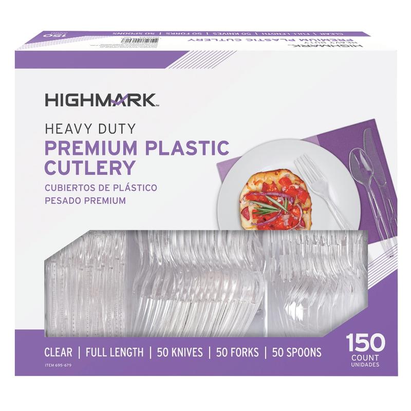 Highmark Heavy-Duty Plastic Cutlery, Premium, Clear, Pack Of 150 Utensils (Min Order Qty 8) MPN:3585490691