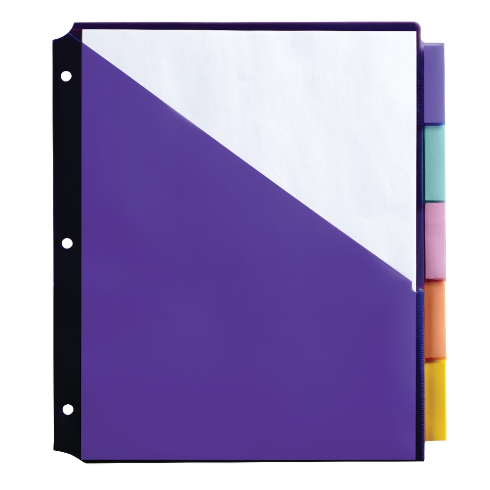 Office Depot Brand Double Pocket Insertable Plastic Divider, 5-Tab, 9in x 11in, Assorted Colors (Min Order Qty 41) MPN:3585404625