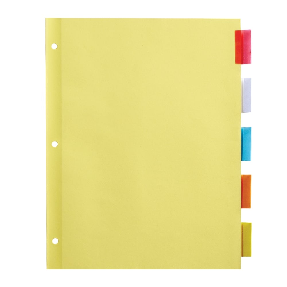 Office Depot Brand Insertable Dividers With Tabs, 8 1/2in x 11in, Multicolor, 5-Tab, Pack Of 6 Sets (Min Order Qty 35) MPN:3585411280