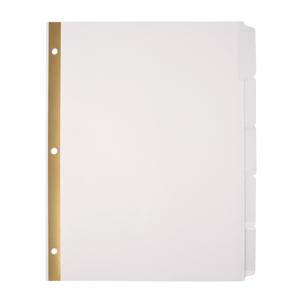 Office Depot Brand Plain Dividers With Tabs And Labels, White, 5-Tab, Pack Of 25 Sets (Min Order Qty 7) MPN:3585411353