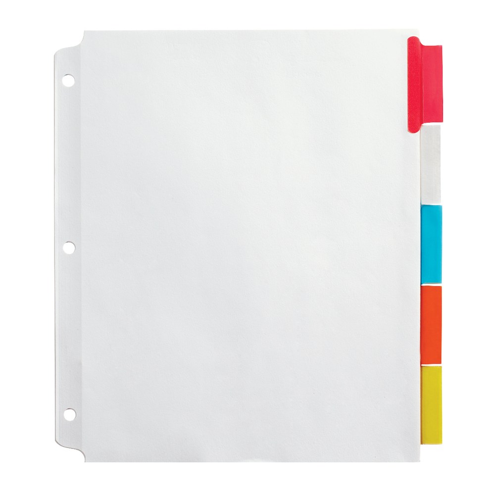 Office Depot Brand Insertable Extra-Wide Dividers With Big Tabs, Assorted Colors, 5-Tab (Min Order Qty 107) MPN:3585414793