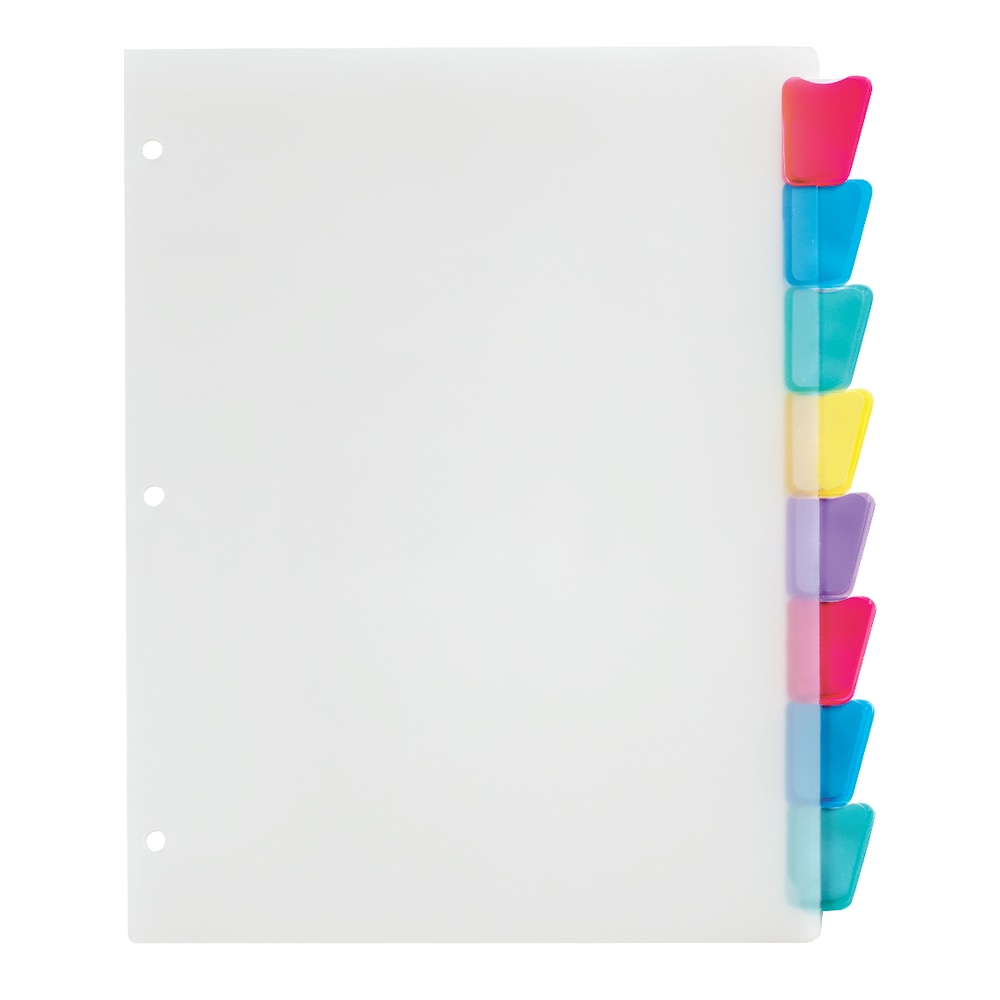 Office Depot Brand Plastic Dividers With Insertable Rounded Tabs, Assorted Colors, 8-Tab (Min Order Qty 38) MPN:3585499226