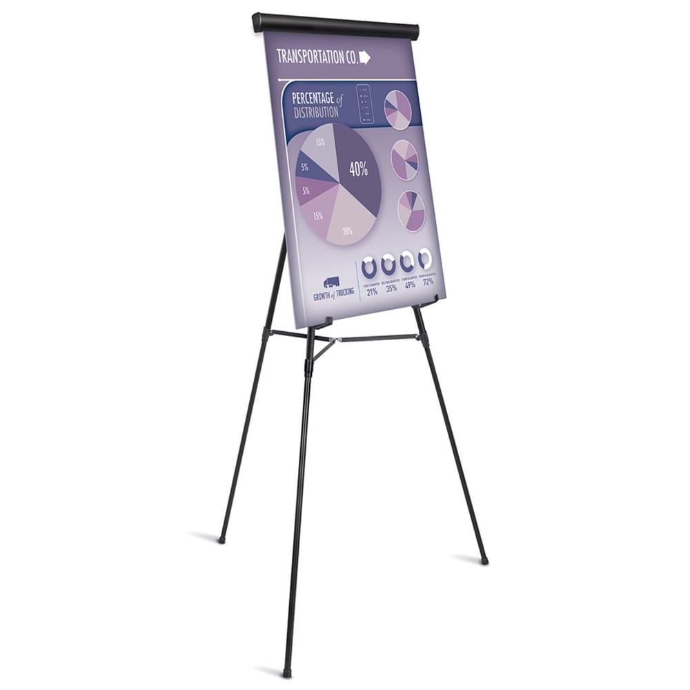 Office Depot Brand Presentation Easel, 35-1/2in-65inH, Black With Chart Holder (Min Order Qty 2) MPN:FLX03101-001AA