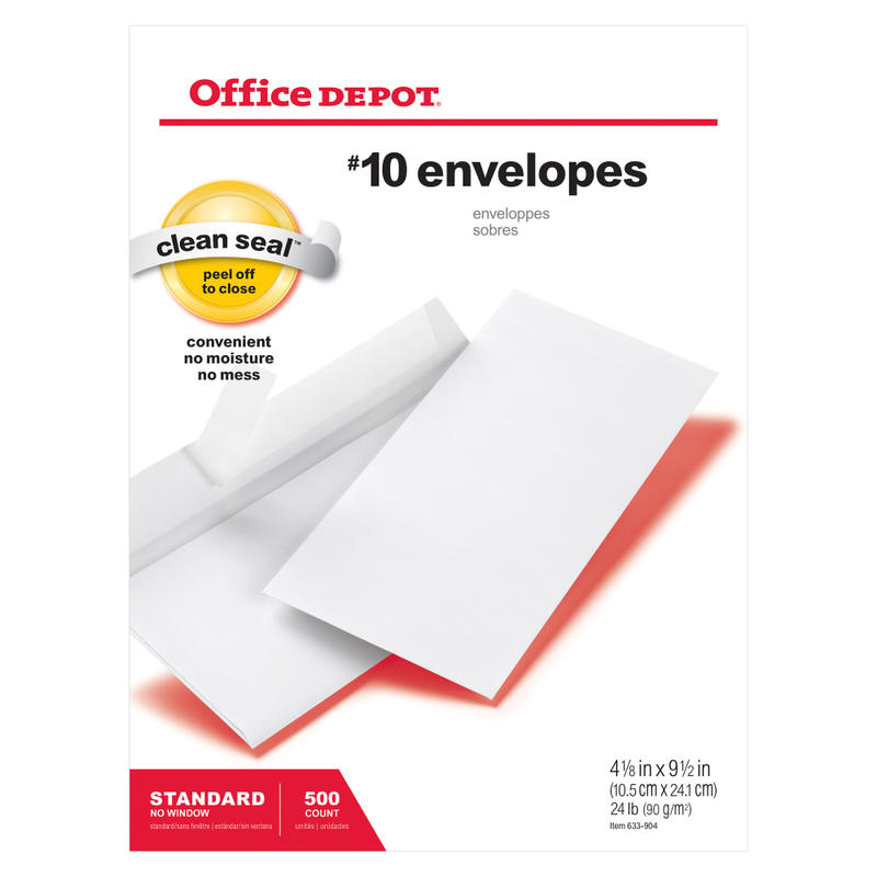 Office Depot Brand Envelopes, 4-1/8in x 9-1/2in, Clean Seal, White, Box Of 500 (Min Order Qty 4) MPN:ODP77146