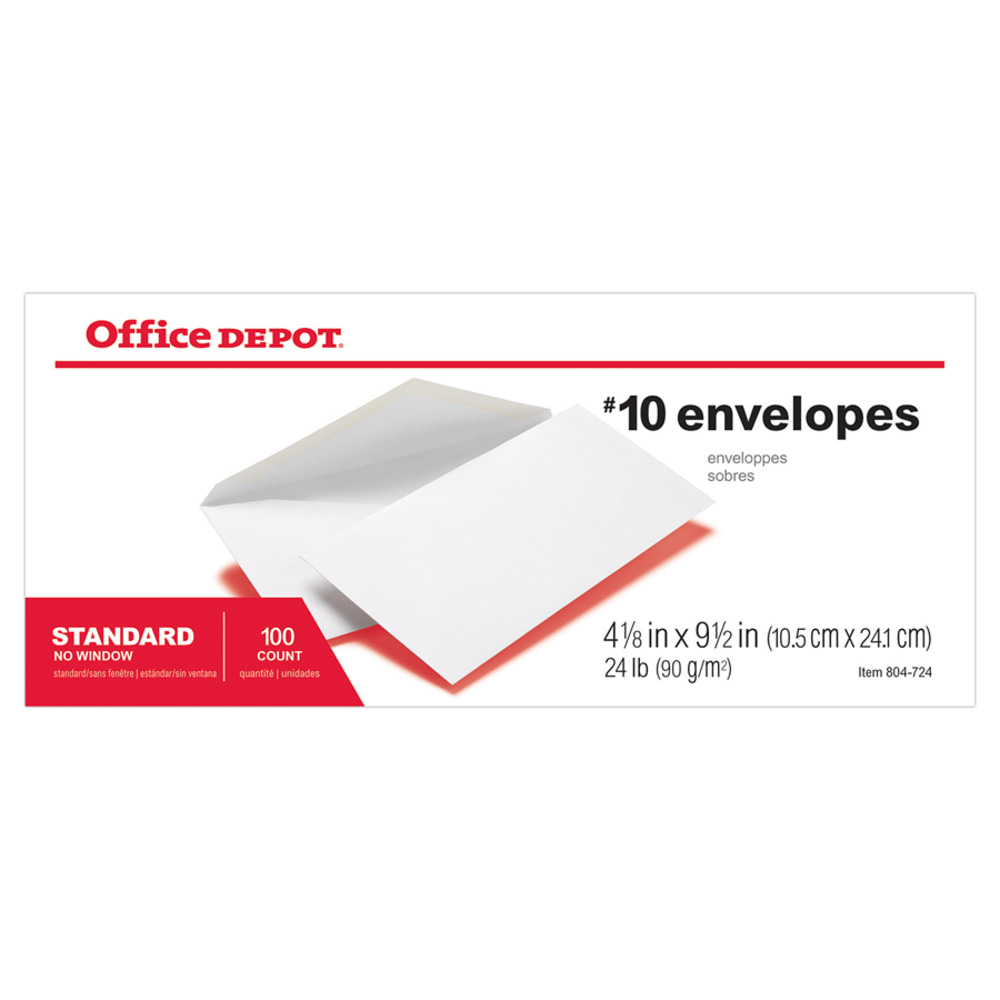 Office Depot Brand Envelopes, 4-1/8in x 9-1/2in, Gummed Seal, White, Box Of 100 (Min Order Qty 17) MPN:ODP77196