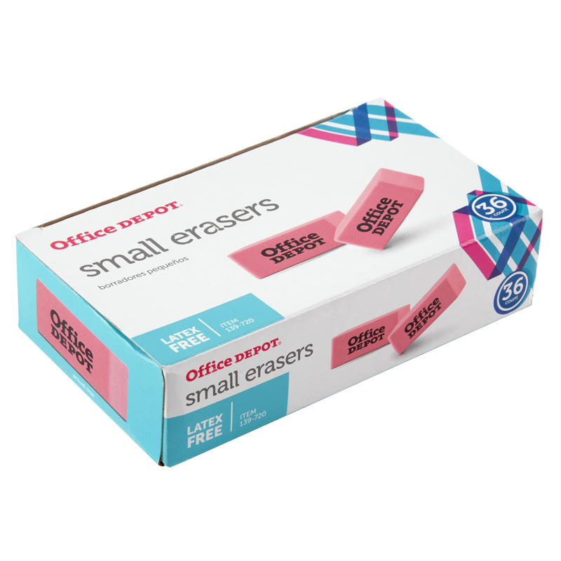 Office Depot Brand Pink Bevel Erasers, Small, Box Of 36 (Min Order Qty 36) MPN:RW139720