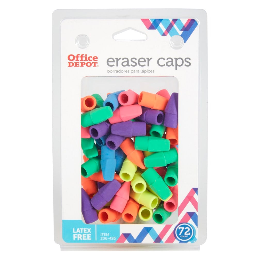 Office Depot Brand Eraser Caps, Assorted Colors, Pack Of 72 (Min Order Qty 62) MPN:RW206426