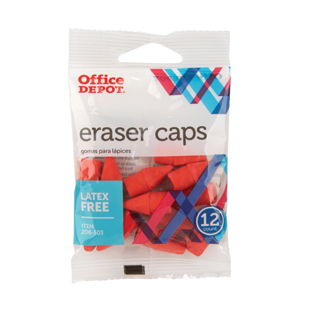 Office Depot Brand Eraser Caps, Red, Pack Of 12 Eraser Caps (Min Order Qty 385) MPN:RW206503