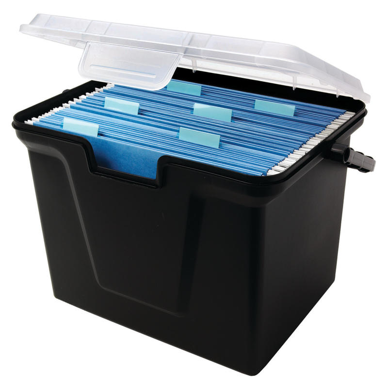 Office Depot Brand 30% Recycled Portable File Box, 10 11/16inH x 14 11/16inW x 10 3/8inD (Min Order Qty 4) MPN:50649