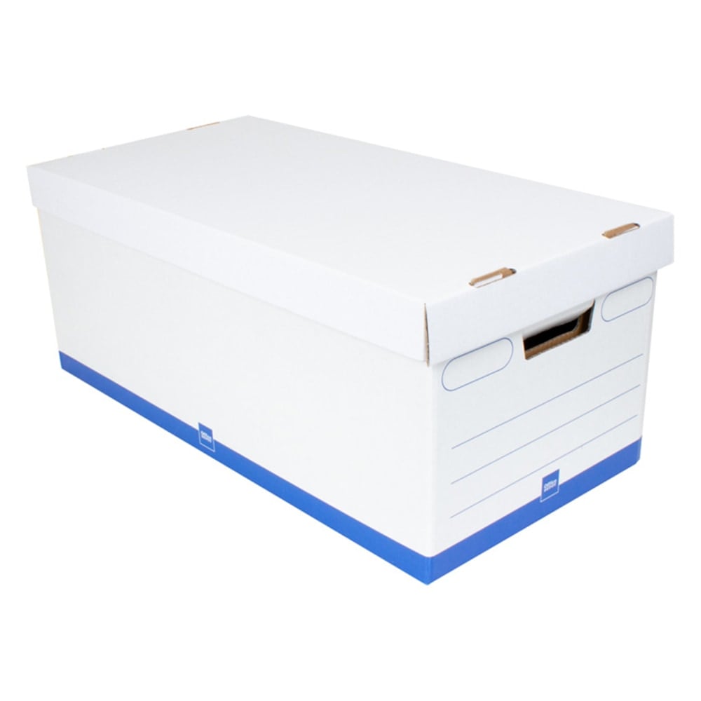 Office Depot Brand Medium Quick Set Up Corrugated Storage Boxes, Letter Size, 24in x 12in x 10in, 60% Recycled, White/Blue, Pack Of 12 (Min Order Qty 2) MPN:AAODLTRMEDIUM12PK