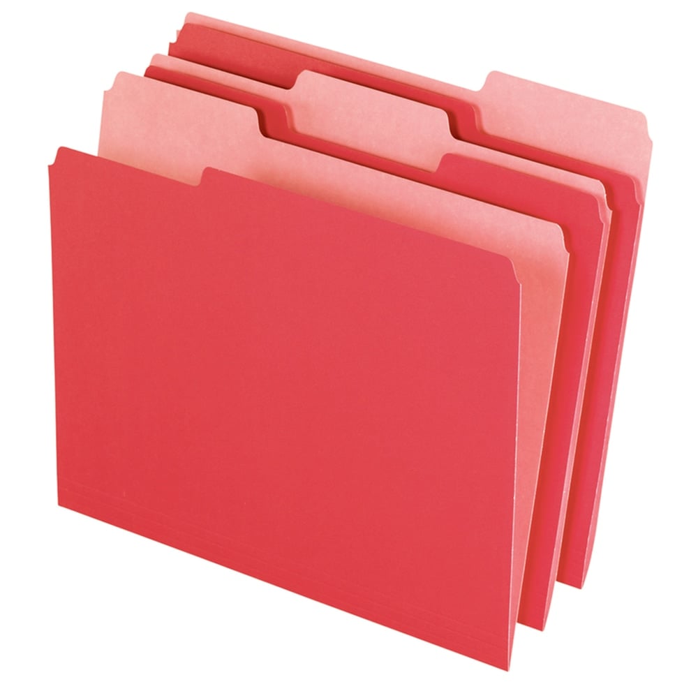 Office Depot Brand 2-Tone File Folders, 1/3 Cut, Letter Size, Red, Box Of 100 (Min Order Qty 5) MPN:NFP1376317