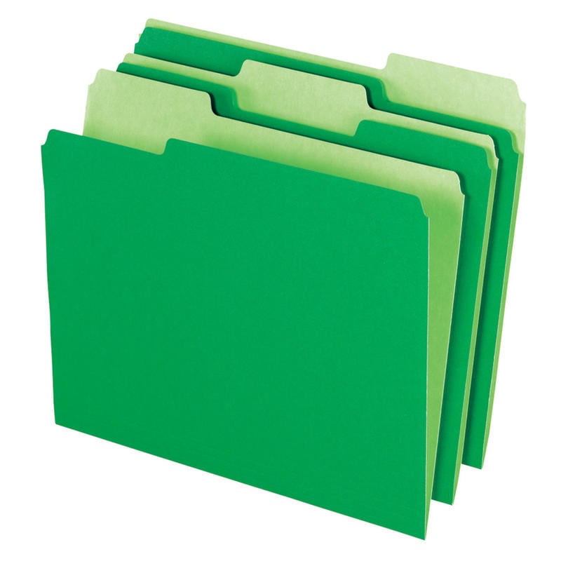 Office Depot Brand 2-Tone File Folders, 1/3 Cut, Letter Size, Bright Green, Box Of 100 (Min Order Qty 6) MPN:NFP1376326