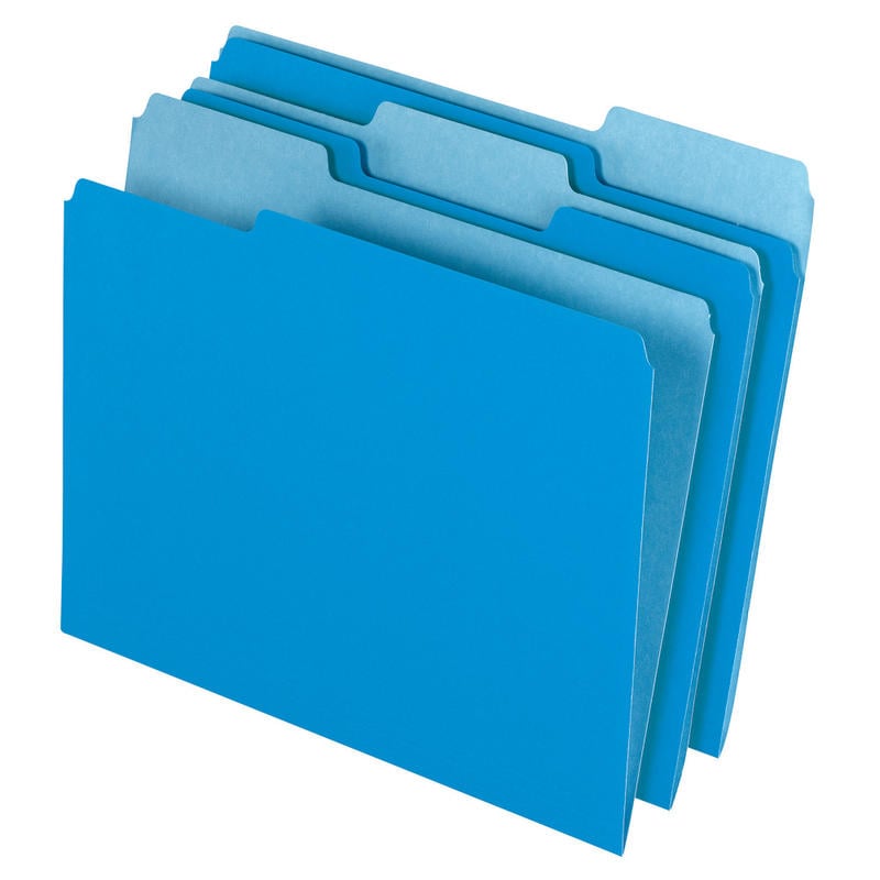 Office Depot Brand 2-Tone File Folders, 1/3 Cut, Letter Size, Blue, Box Of 100 (Min Order Qty 6) MPN:NFP1376335