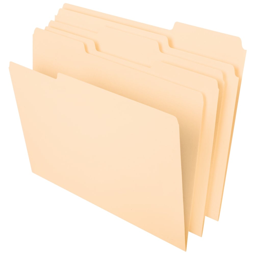 Office Depot Brand File Folders, 1/3 Tab Cut, Assorted Position, Letter Size, Manila, Pack Of 100 Folders (Min Order Qty 6) MPN:OD752 1/3