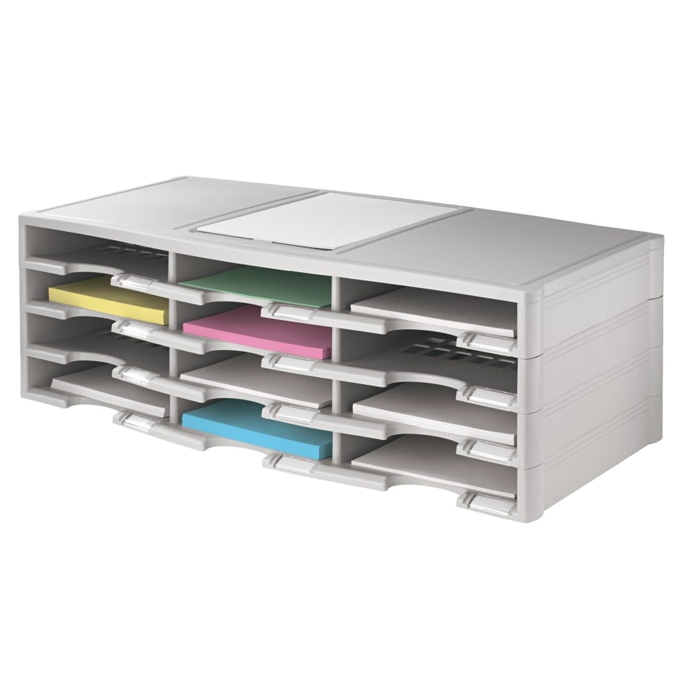 Office Depot Brand Stackable Plastic Literature Organizer, 12 Compartments, Gray MPN:40401