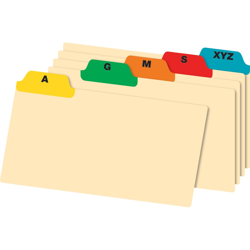 Office Depot Brand A-Z Poly Index Card Guide Set, 5in x 8in, Multicolor, Set Of 25 Cards (Min Order Qty 8) MPN:OD05827
