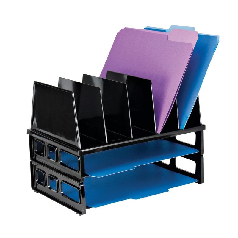 OfficeMax Large Standard Sorter With 2 Letter Trays, 13 1/2inH x 9inW x 10 1/4inD, Black (Min Order Qty 4) MPN:OM04323