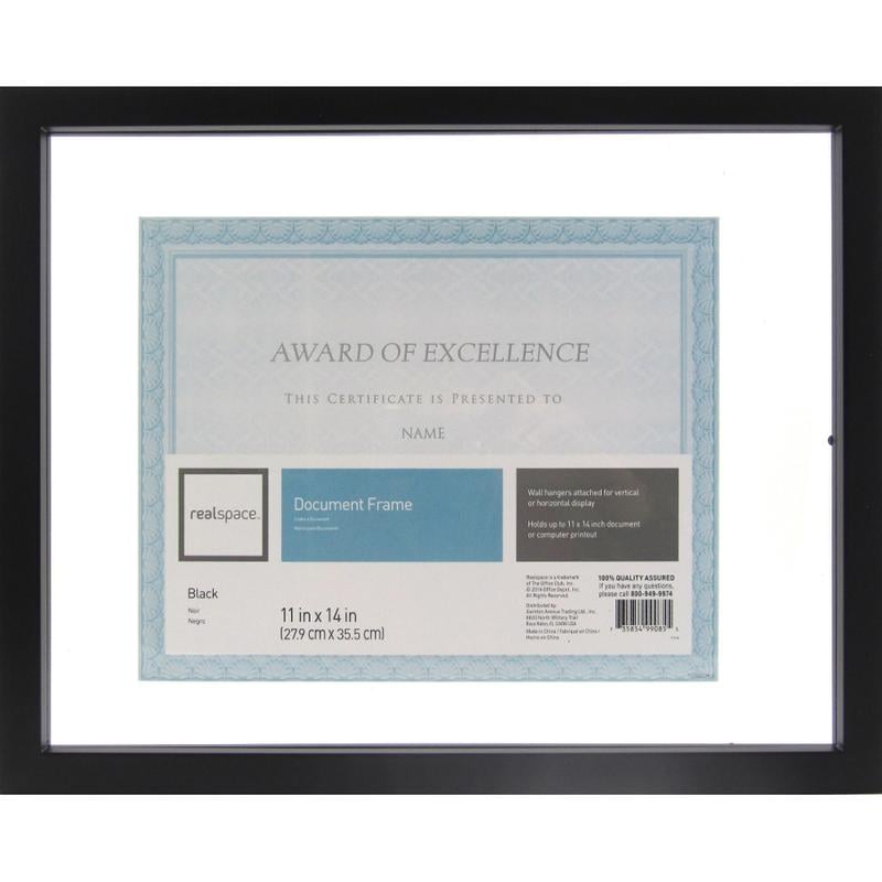 Realspace Gallery Floating Document Frame, 11in x 14in, Black (Min Order Qty 6) MPN:207598