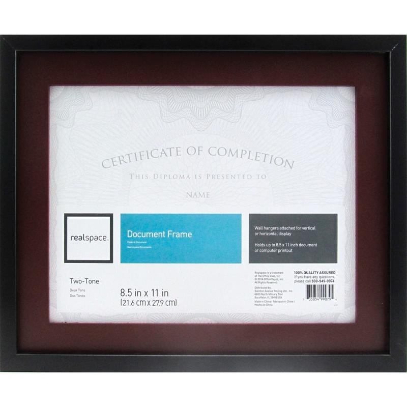 Realspace Photo/Document Frame, Gallery, 11in x 14in With Mat, Black/Brown (Min Order Qty 6) MPN:215713