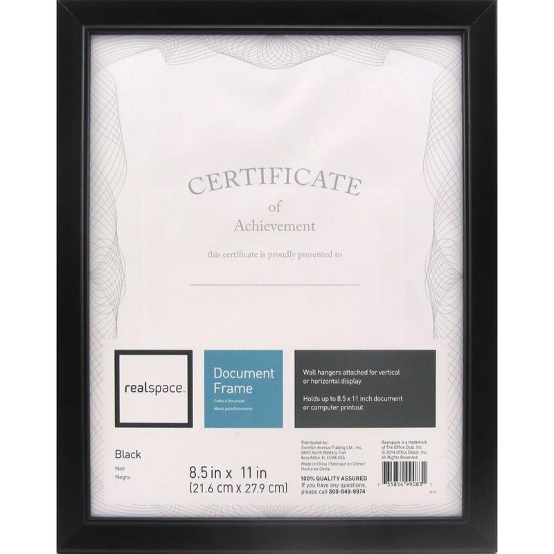 Realspace Photo/Document Frame, Cornell, 8-1/2in x 11in, Black (Min Order Qty 12) MPN:215716