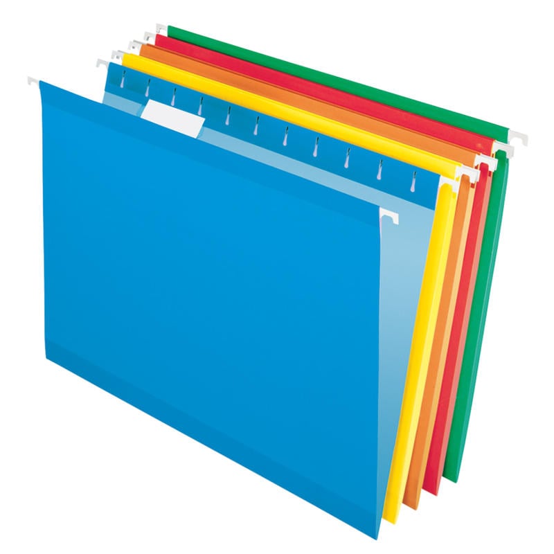 Office Depot Brand Hanging Folders, 1/5 Cut, 15-3/4in x 9-3/8in, Legal Size, Assorted Primary Colors, Box Of 25 (Min Order Qty 6) MPN:115423OD