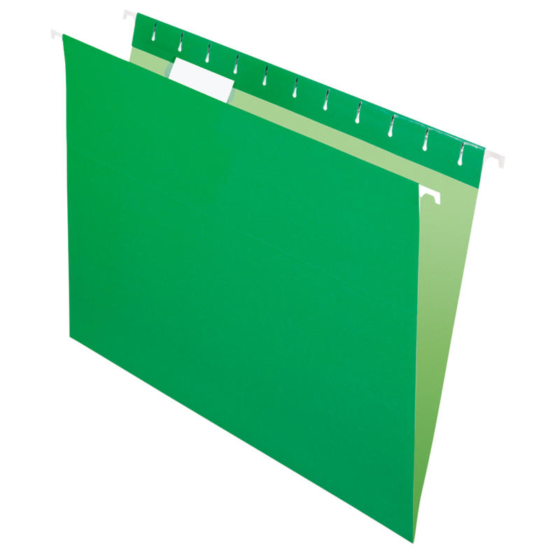 Office Depot Brand Hanging Folders, Letter Size, 1/5 Tab Cut, Bright Green, Box Of 25 (Min Order Qty 8) MPN:572768OD