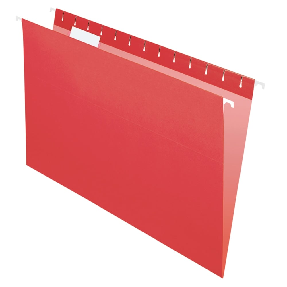 Office Depot Brand 2-Tone Hanging File Folders, 1/5 Cut, 8 1/2in x 14in, Legal Size, Red, Box Of 25 Folders (Min Order Qty 5) MPN:OD81628