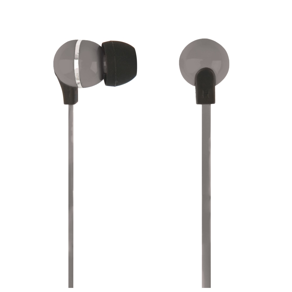 Ativa Plastic Earbud Headphones with Flat Cable, Gray (Min Order Qty 18) MPN:WD-RS17-GRAY