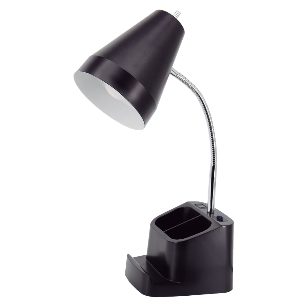 Realspace Lusina LED Organizer Desk Lamp With USB, 18inH, Black (Min Order Qty 3) MPN:RS0188PB