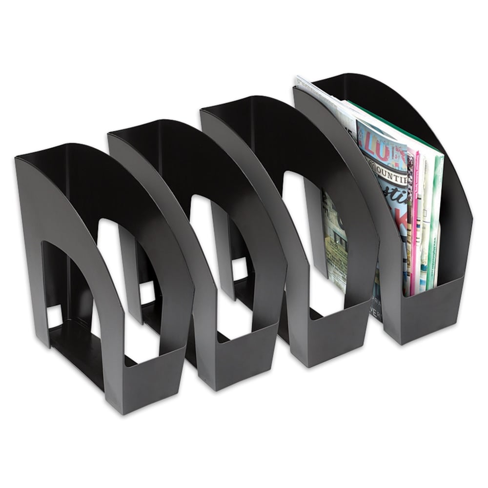 Office Depot Brand Arched Plastic Magazine Files, Pack Of 4, Black (Min Order Qty 6) MPN:65279