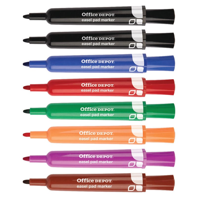 Office Depot Brand Easel Pad Flip Chart Markers, 100% Recycled Plastic Barrel, Assorted Colors, Pack Of 8 (Min Order Qty 27) MPN:FC102607-N