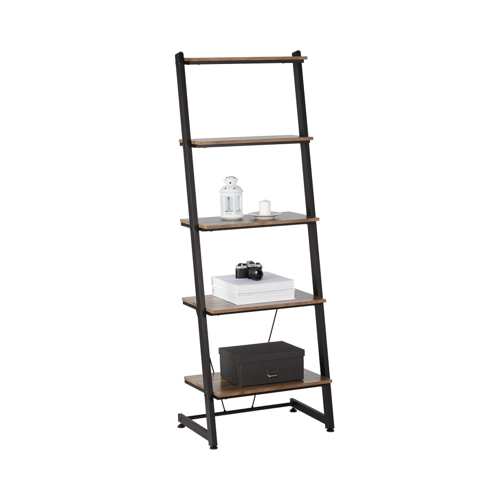 Realspace Belling 73inH Leaning 5-Shelf Bookcase, Modern Oak MPN:HM-2501