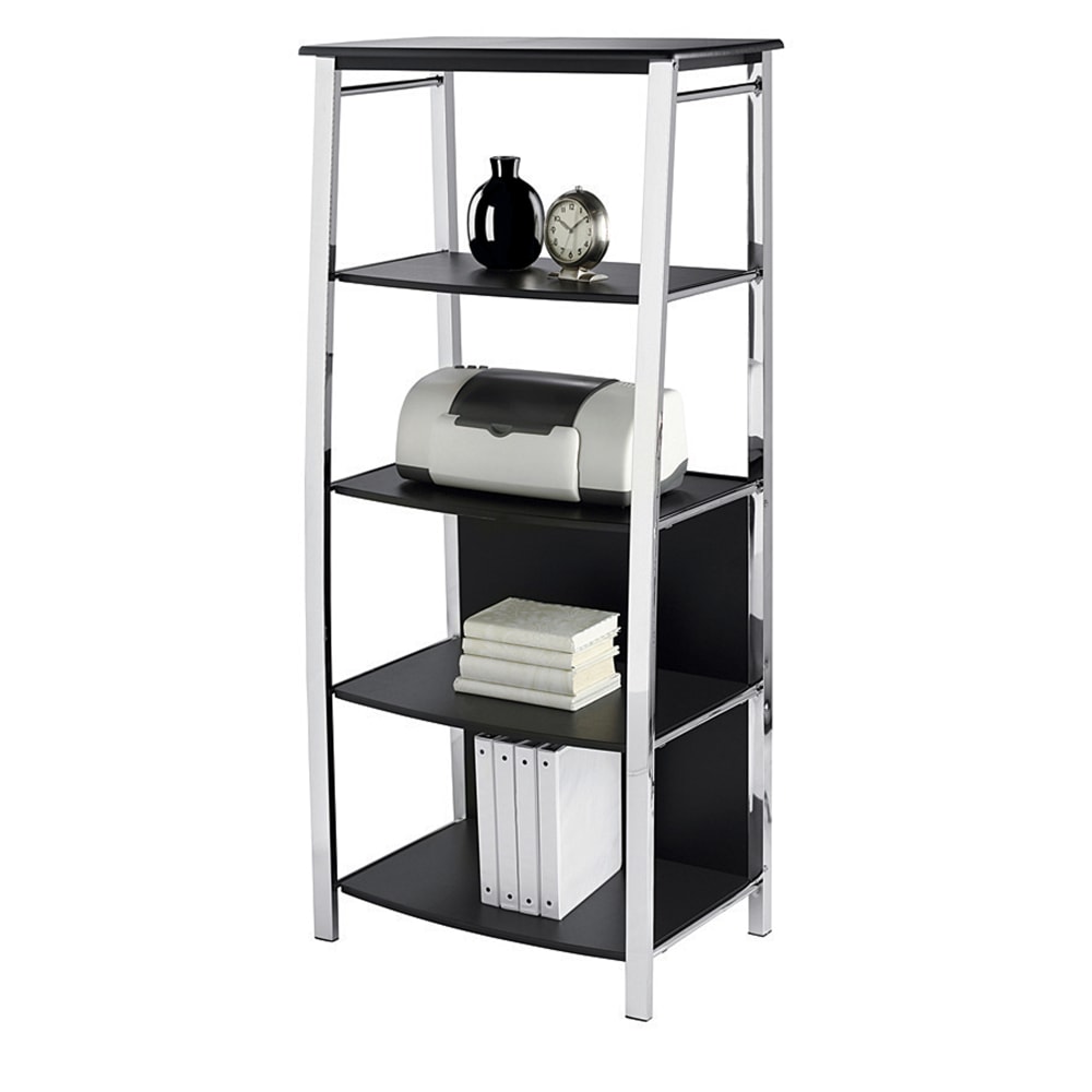 Realspace Mezza 60inH 4-Shelf Bookcase, Black/Chrome MPN:VB - 1029A B