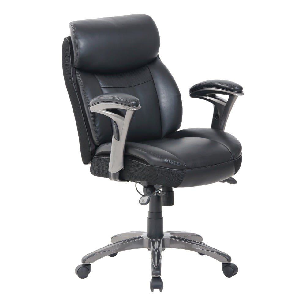 Serta Smart Layers Siena Ergonomic Bonded Leather Mid-Back Managers Chair, Black MPN:50714