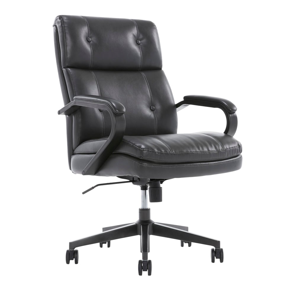 Serta SitTrue Belterra Faux Leather Mid-Back Manager Office Chair, Black MPN:51369